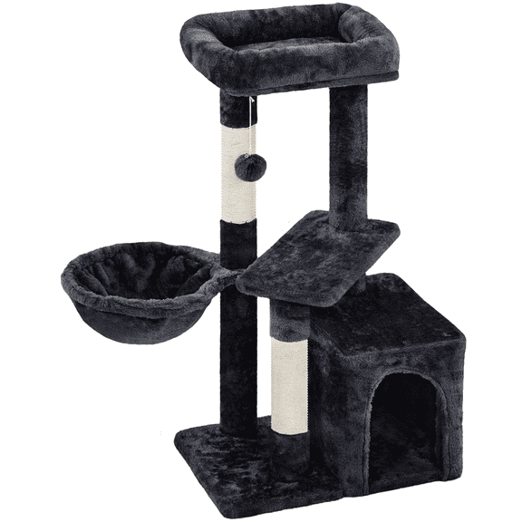 Alden Design 34.5" H Cat Tree Tower with Condo and Perches, Black