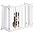 thumbnail image 1 of Alden Design 36″ Tall 4-Panel Foldable Freestanding Wooden Dog Gate for Small Pet, White, 1 of 8
