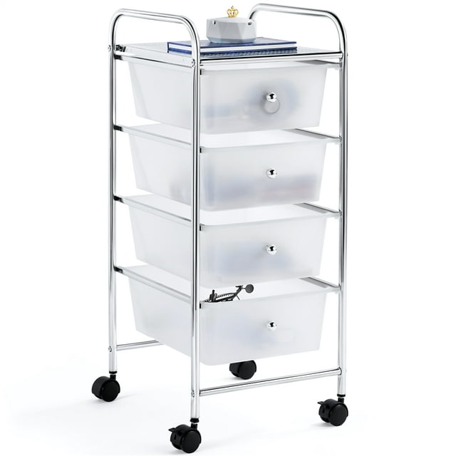 Alden Design 4 Drawers Metal Frame Storage Cart Rolling Bin Organizer ...