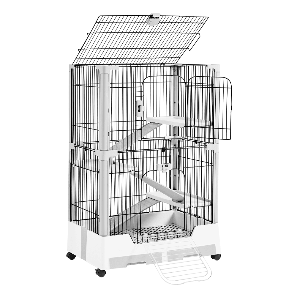 SmileMart 4-Level Rolling Rabbit Cage with Platform and Ramp for Small Animal, Gray
