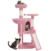 SmileMart 42"H Multilevel Cat Tree Tower with Condo and Perches, Pink