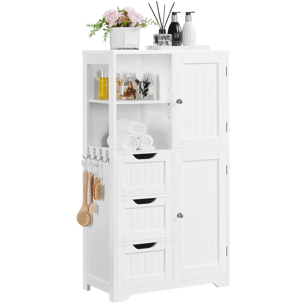 SmileMart 42″ Tall Wooden Bathroom Storage with 3 Drawers