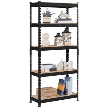 SmileMart 5-Shelf Boltless & Adjustable Steel Storage Shelf Unit, Black, Holds up to 330 lb Per Shelf