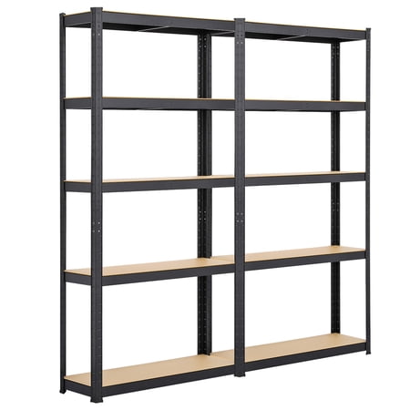 SmileMart 5-Tier Adjustable Metal Storage Shelf with Black Frame, 5.4" x 11.8" x 70.9", Set of 2