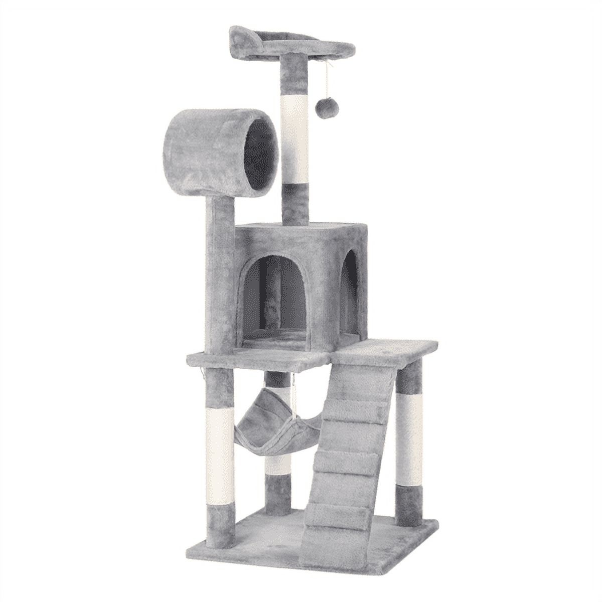 SmileMart 51" Cat Tree with Hammock and Scratching Post Tower, Light Gray - image 1 of 10