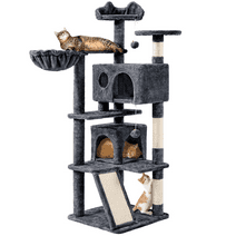 SmileMart 54" Double Condo Cat Tree with Scratching Post Tower, Dark Gray