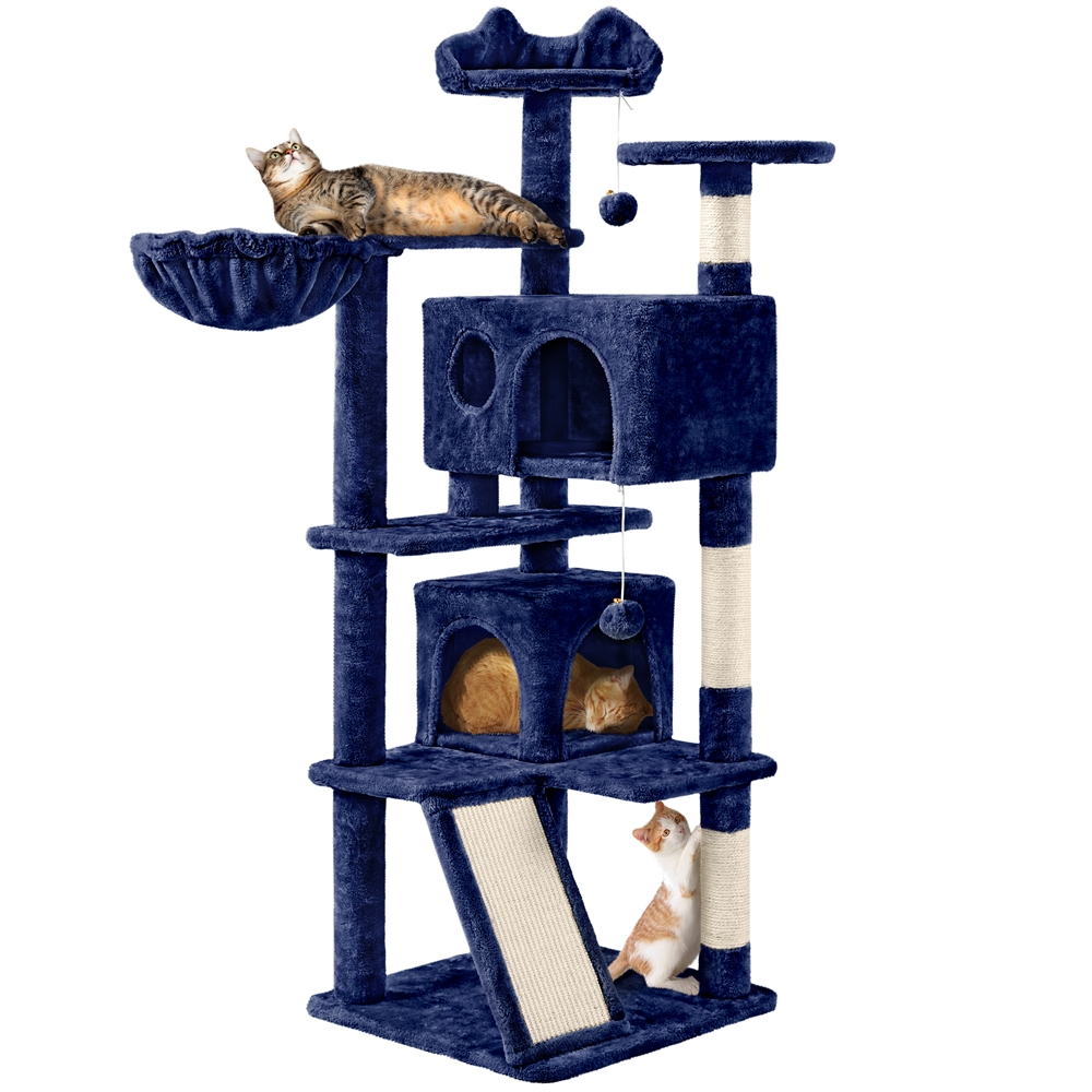 SmileMart 54" Double Condo Cat Tree with Scratching Post Tower, Beige
