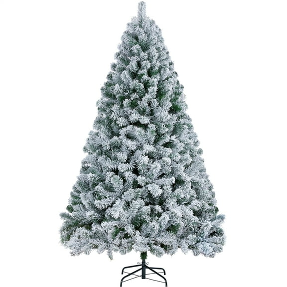Alden Design 6 Ft Foldable Christmas Tree with Lights, Frosted White