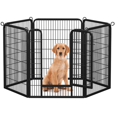 Alden Design 6 Panels Foldable Metal Dog Exercise Playpen Barrier Fence for Outdoor Indoor, Black