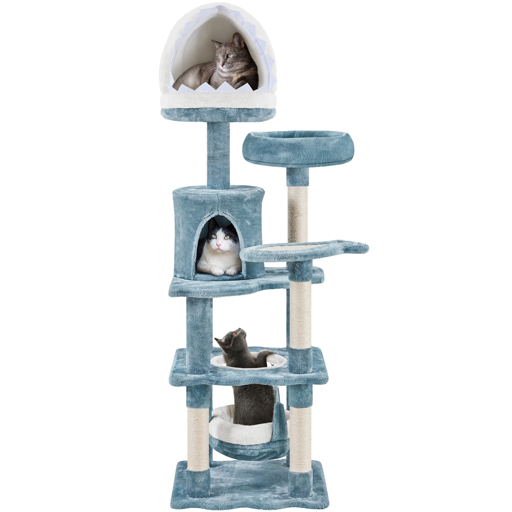 SmileMart 45.5″ Tall Oceanthemed MultiLevel Cat Tree with 3 Perches