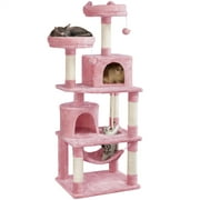 SmileMart 62.2" Double Condos Cat Tree and Scratching Post Tower, Pink