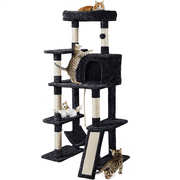 Alden Design 63 H Cat Tree Tower with Hammock and Scratching Posts, Black