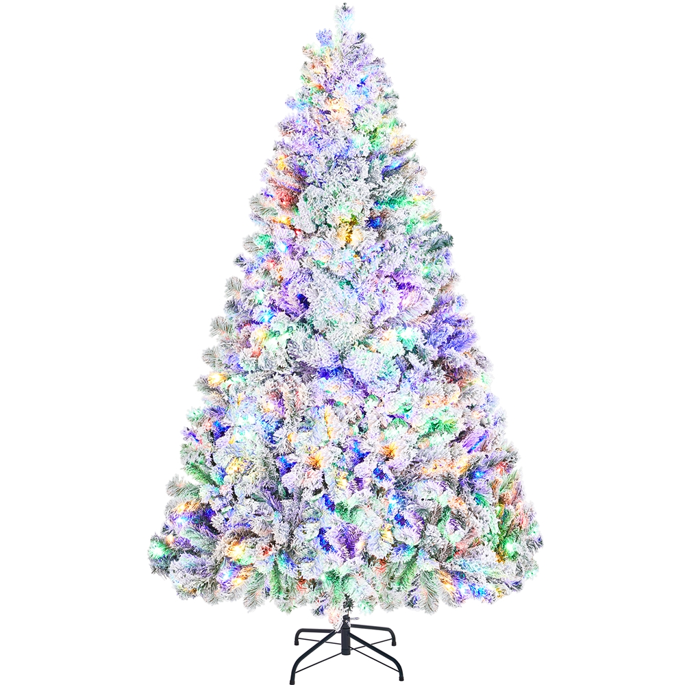SmileMart 6ft Prelit Flocked Artificial Christmas Tree with 250 LED Lights for Holiday