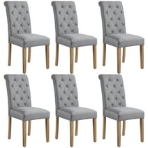 SmileMart 6pcs Padded Parsons Fabric Upholstered Dining Chairs, Dark Gray