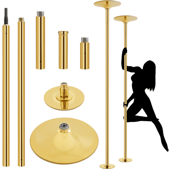 Alden Design 7.7'-9' H Metal Adjustable Dance Pole with 2 Modes for Home, Gold