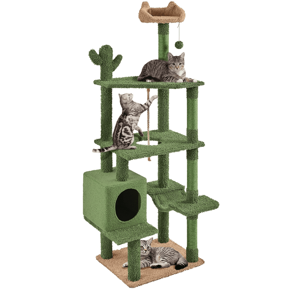 SmileMart 70.5''H Cat Cactus Tree with Padded Perch for Mediumsized
