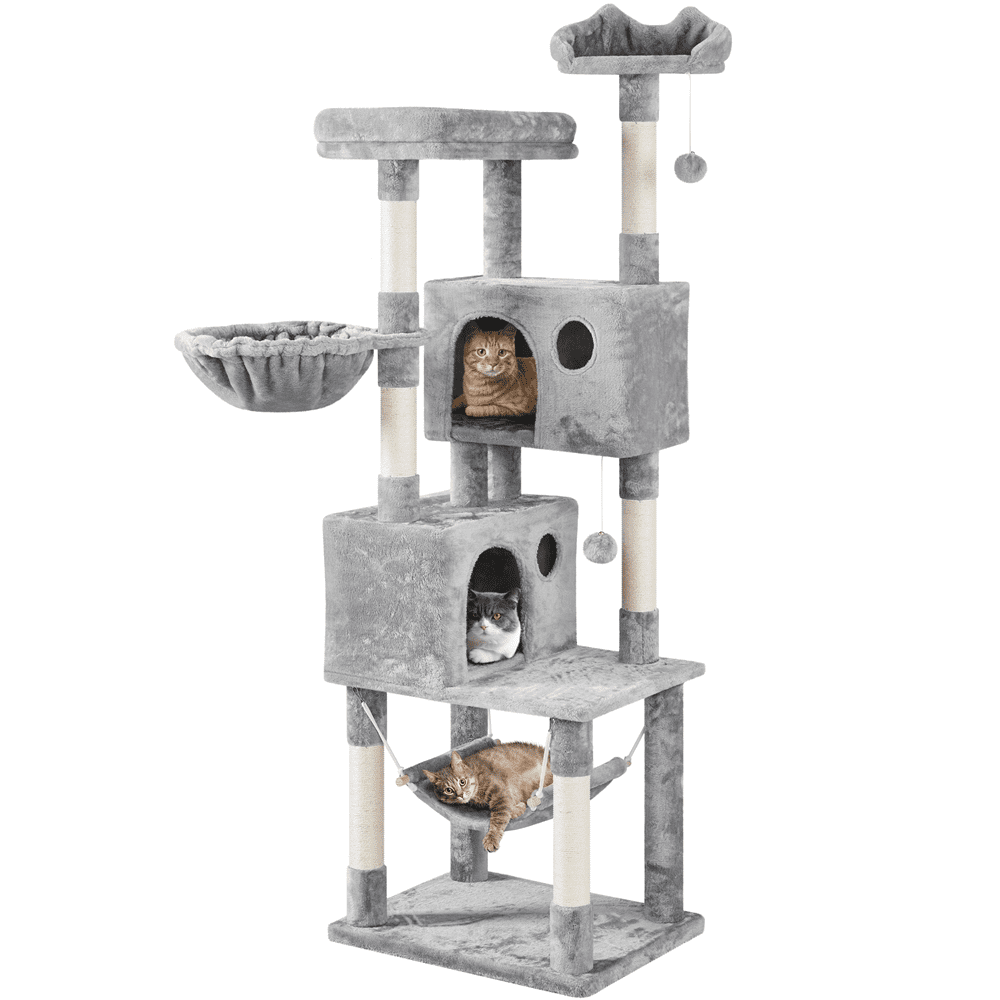 Light Gray 73" Multi-Level Cat Tree Tower with Condos and Perches