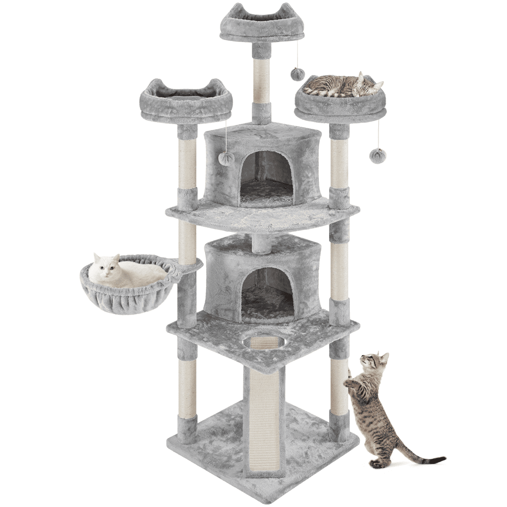 SmileMart 76"H Large Multilevel Cat Tree Tower with Condos and Perches