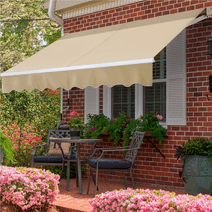 SmileMart 8' x 6.5' Manual Adjustable Retractable Awning Shelter for Outdoor, Beige