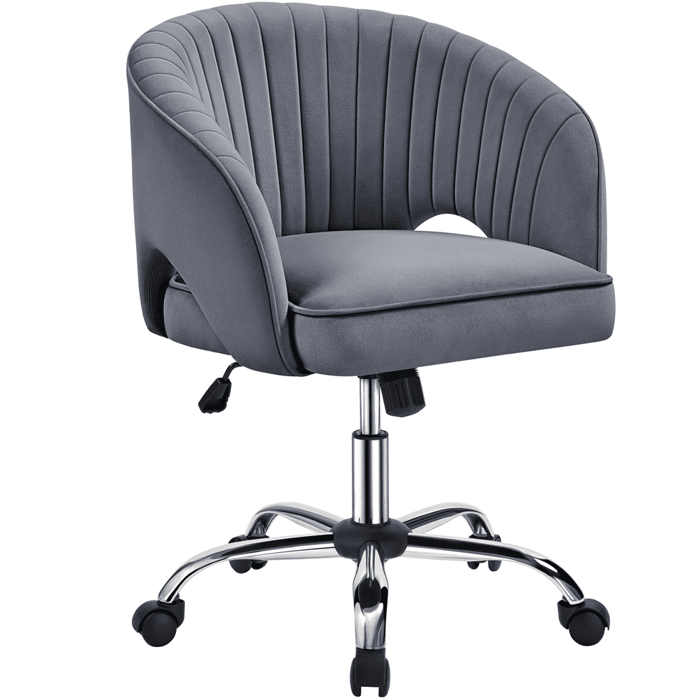 SmileMart Adjustable Tufted Velvet Office Chair with Barrel Back for