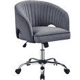 SmileMart Adjustable Tufted Velvet Office Chair with Barrel Back for