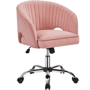 SmileMart Adjustable Tufted Velvet Office Chair with Barrel Back for Home Office, Pink