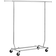 SMILEMART Alden Design Adjustable Commercial Grade Collapsible Double Rail Garment Rack , Silver