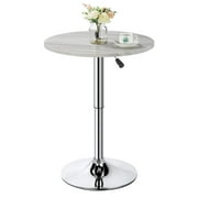 SmileMart Height Adjustable Pub Round Table 360° Swivel for Bistro Café Home Bar, Gray
