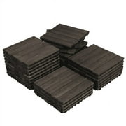 SmileMart Indoor & Outdoor Wood Flooring 12" x 12" Tiles for Patio Garden, 27 Pieces, Black