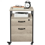 SmileMart Industrial Rolling File Cabinet with 2 Drawers, Rustic Gray