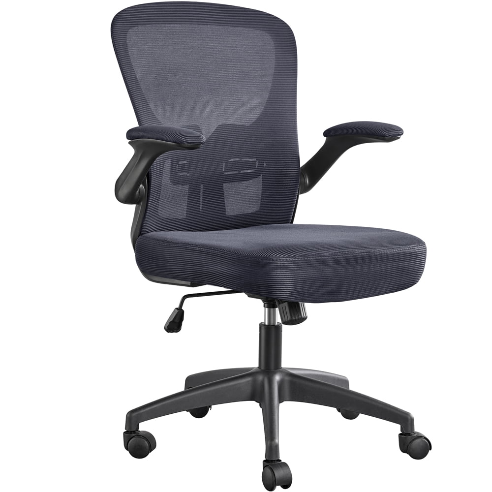 SmileMart Mid Back Adjustable Office Chair with Flip Up Armrests, Dark