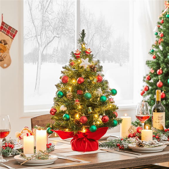 Alden Design Mini Unlit Decorated Spruce PVC Christmas Tree 2', Green