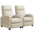 thumbnail image 1 of Alden Design Modern Adjustable Fabric Recliner with Footrest, Set of 2, Beige, 1 of 8