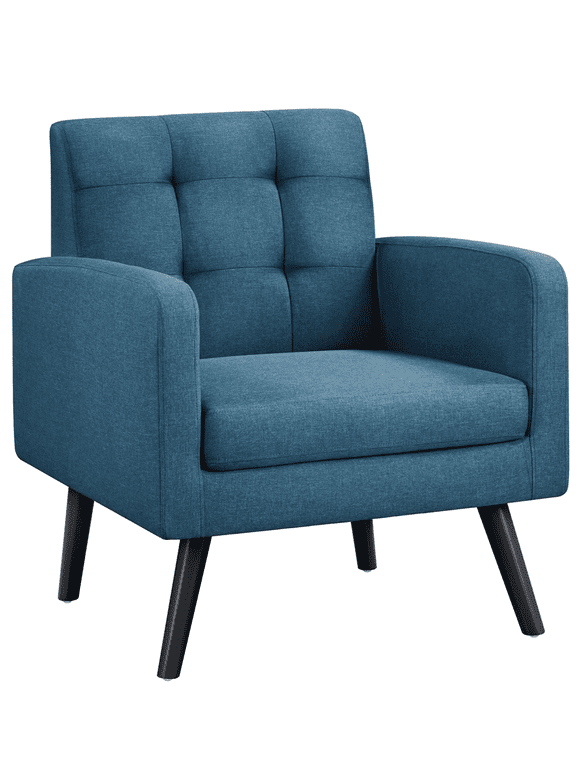 SmileMart Modern Fabric Tufted Accent Arm Chair for Living room, Navy Blue