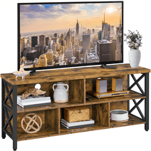 SmileMart Modern Industrial TV Stand for TVs up to 65 Inch with Storage, Rustic Brown