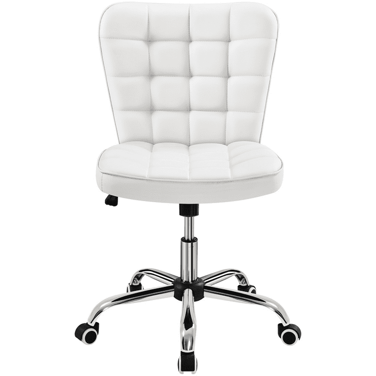 Alden Design Modern Tufted Faux leather Armless Desk Chair for Home Office White Walmart