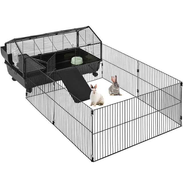 SmileMart Rolling Small Animal Cage with Playpen Ramps & Water Bottle