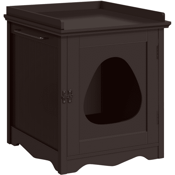 Alden Design Wooden Cat Litter Box Enclosure End Table Espresso