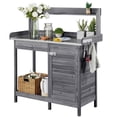 thumbnail image 1 of SmileMart Wooden Garden Potting Bench Table with Cabinet, Gray, 1 of 12
