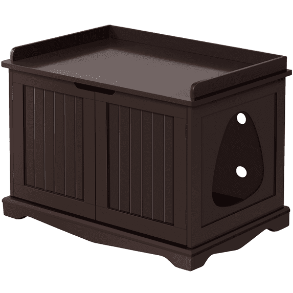 Alden Design Wooden Pet Litter Box End Table with Door, Espresso Finish