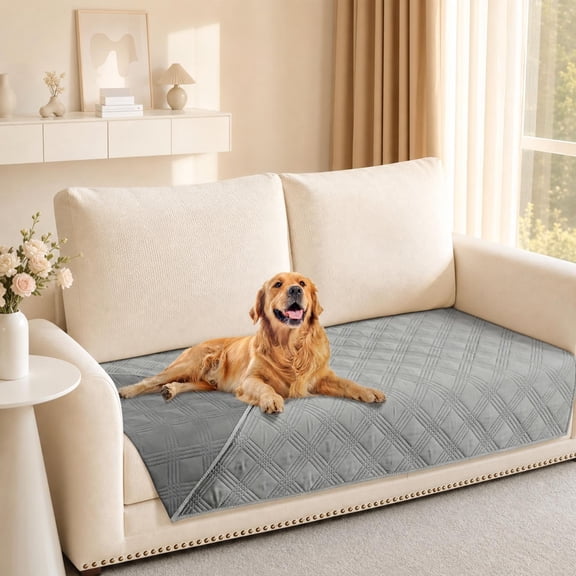 Smilebee Waterproof Sofa Cover for Dogs Pets, Reversible Couch Cover Machine Washable, Furniture Protector Slipcover for Kids, 30x70 Inch, Gray & Dark Gray
