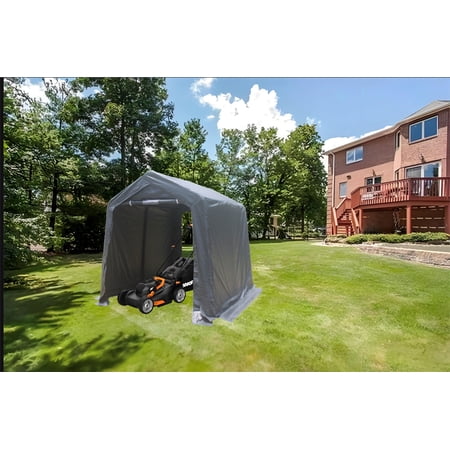 Smilegend 7x8ft Heavy Duty Outdoor Portable Garage Shelter with Roll-Up Zipper Doors, Waterproof UV Resistant Carport for Motorcycles, Bikes, ATVs, Garden Tools, Easy Setup, Ventilated Design