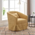 thumbnail image 1 of Smilegend Modern 360-Degree Swivel Accent Armchair, Linen Blend Upholstered Chair with Metal Legs and Comfortable Foam Padding, for Living Room, Bedroom, Office, Mustard Yellow, 1 of 8