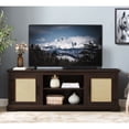 thumbnail image 1 of Smilegend Modern TV Media Stand with Faux Stacked Stone Surround Cherry Finish Open Storage for TVs up to 65 Inches Adjustable Shelves Ample Storage Classic Design Entertainment Console, Espresso, 1 of 8