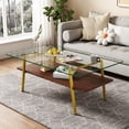 thumbnail image 1 of Smilegend Rectangle Coffee Table, Tempered Glass Tabletop with Transparent Glass, Durable Construction and Sturdy Support for a Sleek and Stylish Design, 1 of 8