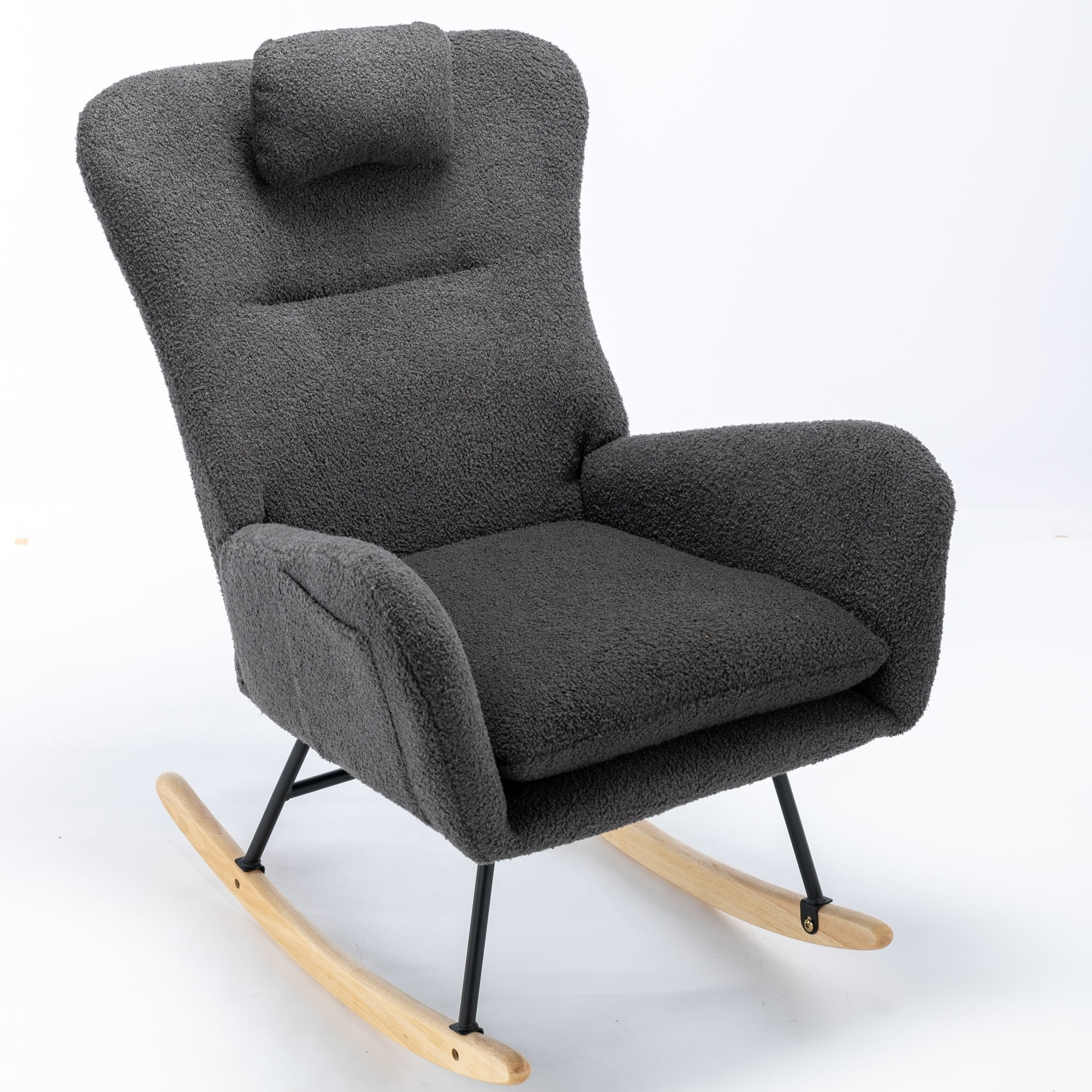 Smilegend Soft Teddy Fabric Rocking Chair, Sturdy and Durable ...