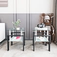 thumbnail image 1 of Smilegend Tempered Glass Square Coffee Table Set - Transparent/Black, 150lbs, Sturdy Steel Frame, Adult Use, 1 of 7