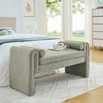 thumbnail image 1 of Smilegend Upholstered Storage Ottoman Bench, 50 Inch Large Storage Chest with Rolling Arms, Linen Fabric Bed End Bench for Bedroom, Living Room, Entryway, Gray, 1 of 8