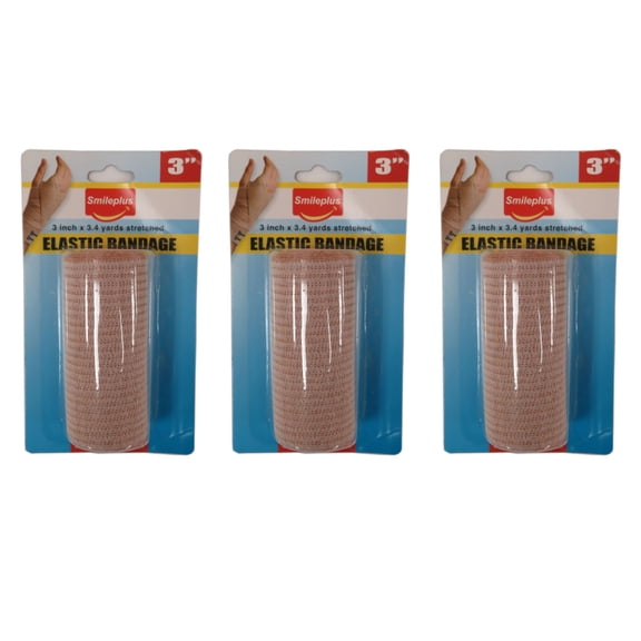 Smileplus Elastic Support & Compression Strain Sprain Bandge 3"x3.4 Yards (3 Pack)