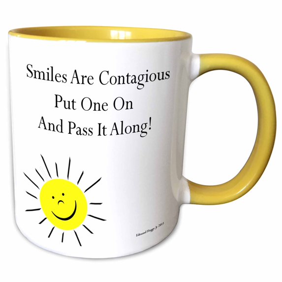 3drose, Smiles Are Contaigous, 11oz Two-tone Yellow Mug